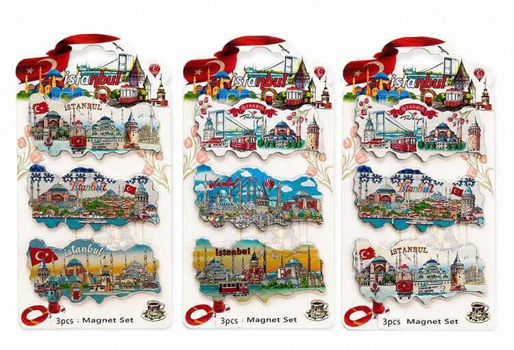 İstanbul Temalı Silikon Buzdolapı Süsü Magnet 3'Lü Set