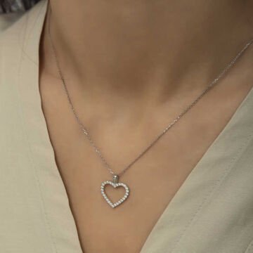 925 Ayar Gümüş Kalp Bayan Gümüş Kolye