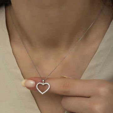 925 Ayar Gümüş Kalp Bayan Gümüş Kolye