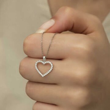 925 Ayar Gümüş Kalp Bayan Gümüş Kolye