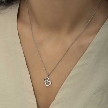 925 Ayar Gümüş Kalp Bayan Gümüş Kolye