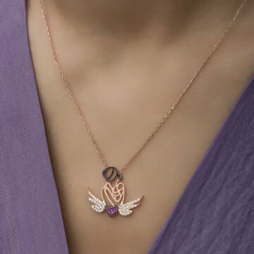 925 Ayar Gümüş Kalpli Anne Ve Çocuk Gümüş Kolye