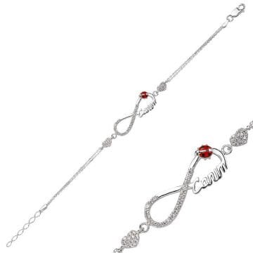 925 Ayar Gümüş Kalpli Sonsuzluk Canım Bileklik