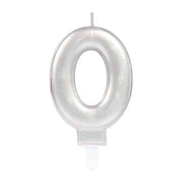 Parti Aksesuar 0 Rakam Mum Gümüş Renk