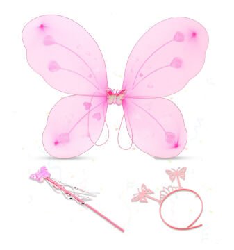Kelebek Kız Seti – 50 cm Kelebek Kanadı, Taç ve Asa