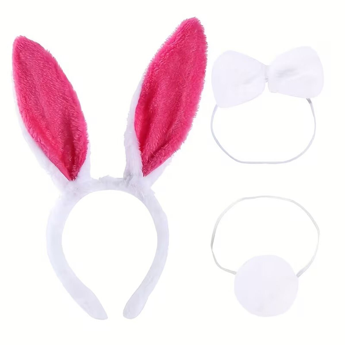 Fuşya Pembe Tavşan Kulak Papyon Kuyruk