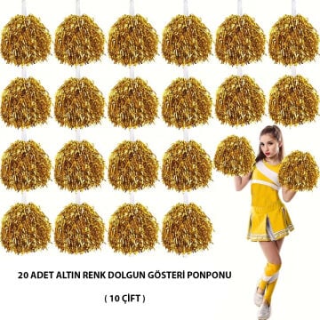 10 Çift ( 20 Adet ) Altın Renk 23 Nisan 19 Mayıs 29 Ekim Okul Gösteri Ponponları