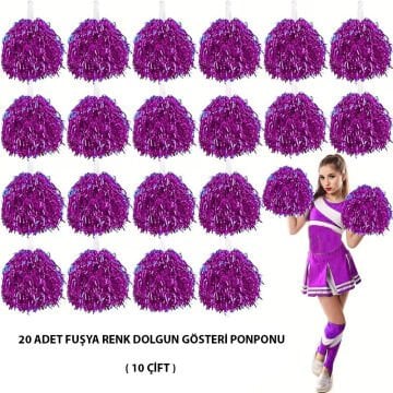 10 Çift ( 20 Adet ) Fuşya Renk 23 Nisan 19 Mayıs 29 Ekim Okul Gösteri Ponponları
