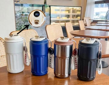 Askılı ve Derece Göstergeli Vakumlu Mug - 500 ml Modern Kahve Termosu