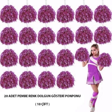 10 Çift ( 20 Adet ) Pembe Renk 23 Nisan 19 Mayıs 29 Ekim Okul Gösteri Ponponları