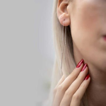 925 Ayar Gümüş Zincirli Küpe