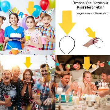Kişiselleştirilebilir Ok Taç – Üzerine Yazı Yazılabilen Parti Tacı Sarı Renk