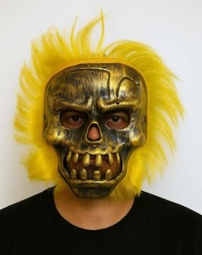 Bakır Kafatası Sarı Saçlı İskelet Maske