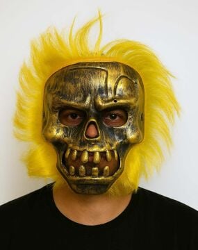 Bakır Kafatası Sarı Saçlı İskelet Maske