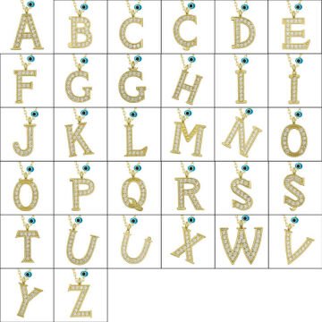 925 Ayar Gümüş Nazar Gold Y Harfi Kadın Gümüş Kolye