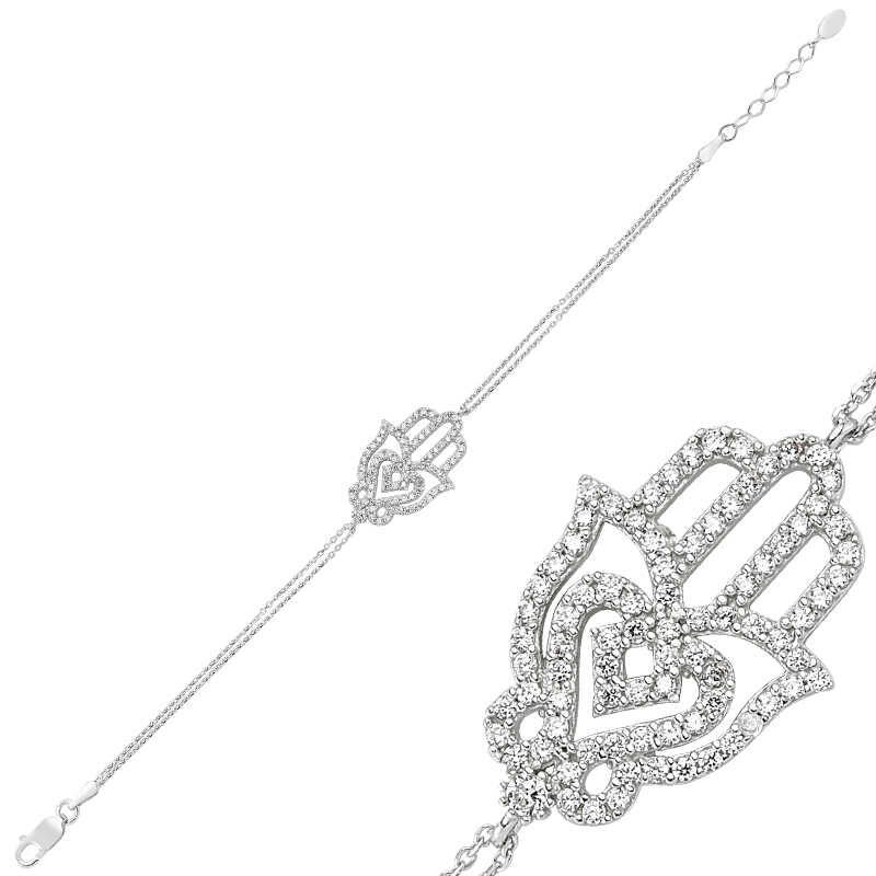 925 Ayar Gümüş Fatma Ana Eli Bileklik