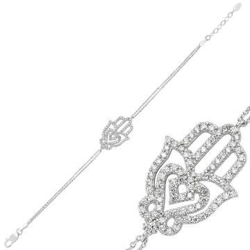 925 Ayar Gümüş Fatma Ana Eli Bileklik