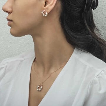 925 Ayar Gümüş İnci Kurdele Kadın Set