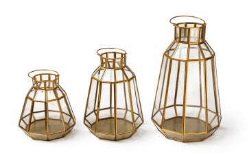 Dekoratif Gold Metal 3'lü Fener Seti