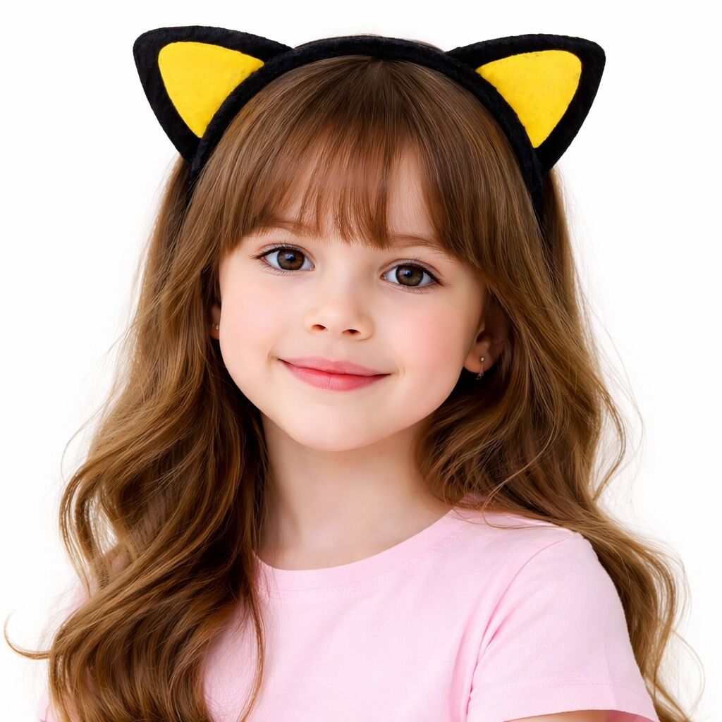 Peluş Kedi Kulak Taç Sarı Siyah