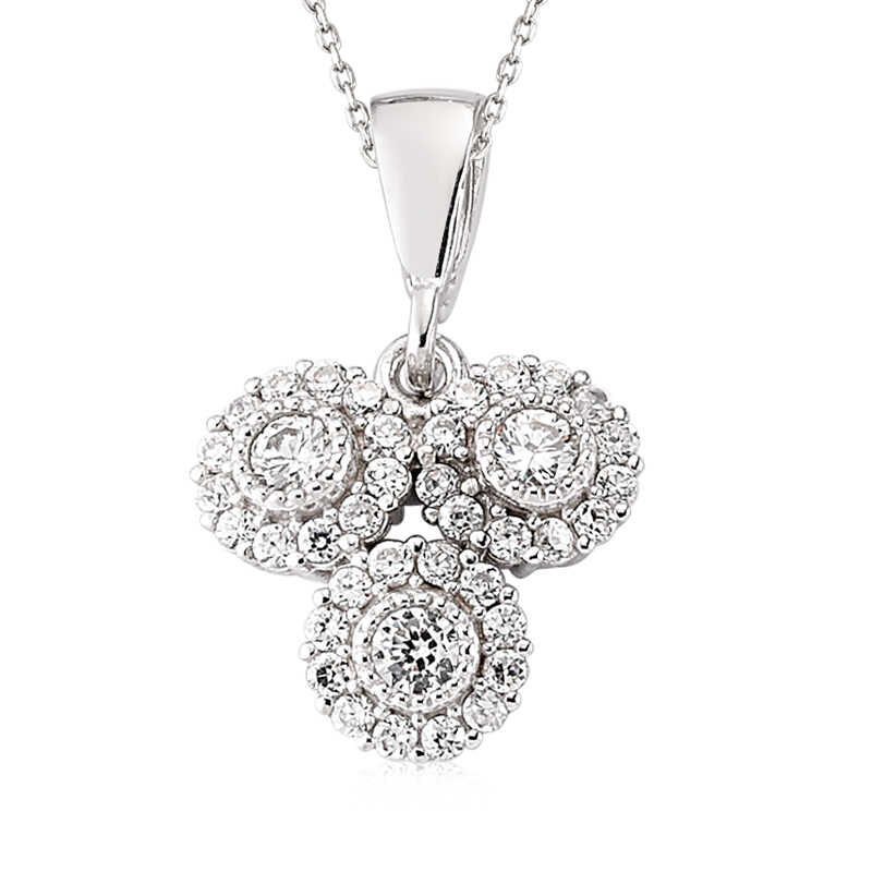 925 Ayar Gümüş Beyaz Taşlı Kadın Gümüş Kolye