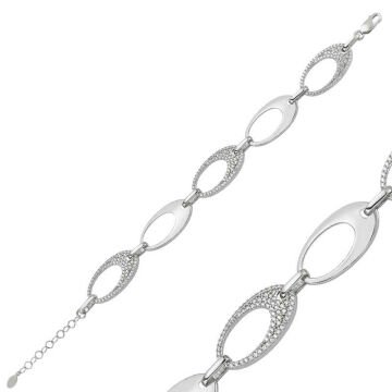 925 Ayar Gümüş Taşlı Oval Bileklik