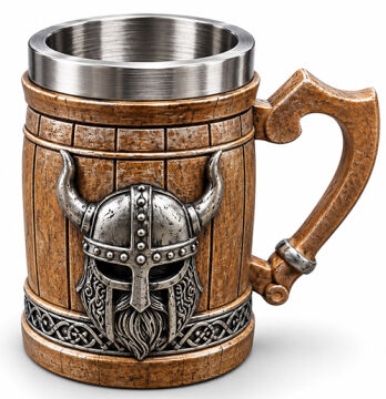 Viking Miğferi Figürlü 3D Kabartmalı Paslanmaz Çelik Kupa Bardak