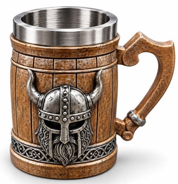 Viking Miğferi Figürlü 3D Kabartmalı Paslanmaz Çelik Kupa Bardak