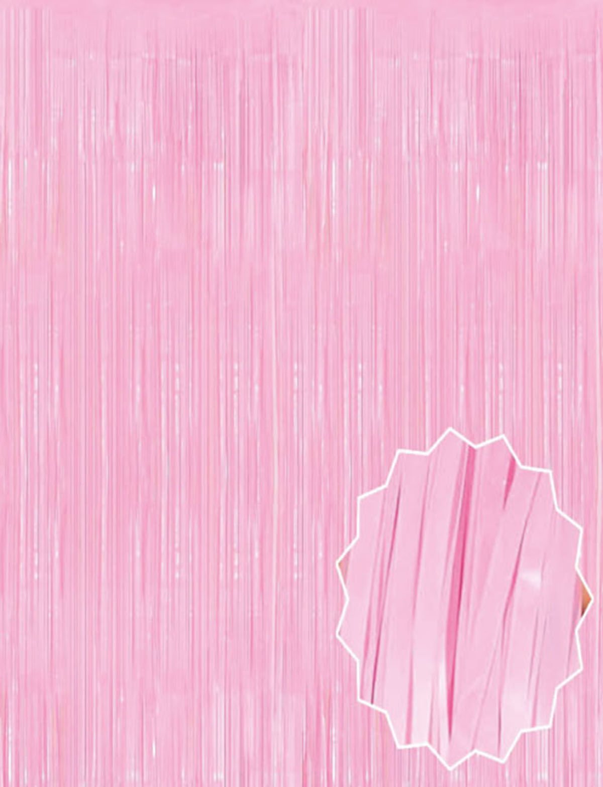 Soft Pembe Püsküllü Kapı Perdesi - Parti, Baby Shower, Cinsiyet Partisi 1x2 m