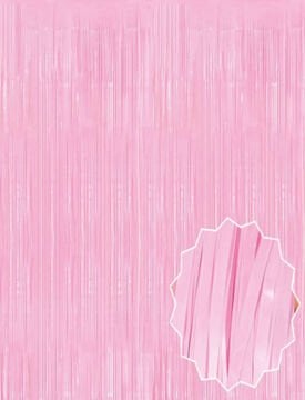 Soft Pembe Püsküllü Kapı Perdesi - Parti, Baby Shower, Cinsiyet Partisi 1x2 m