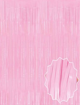 Soft Pembe Püsküllü Kapı Perdesi - Parti, Baby Shower, Cinsiyet Partisi 1x2 m