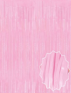 Soft Pembe Püsküllü Kapı Perdesi - Parti, Baby Shower, Cinsiyet Partisi 1x2 m