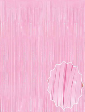 Soft Pembe Püsküllü Kapı Perdesi - Parti, Baby Shower, Cinsiyet Partisi 1x2 m