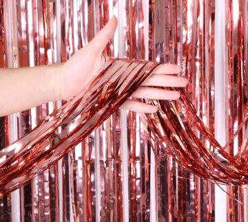 Rose Gold Püsküllü Kapı Perdesi - Parti, Bekarlığa Veda, Doğum Günü 1x2 m