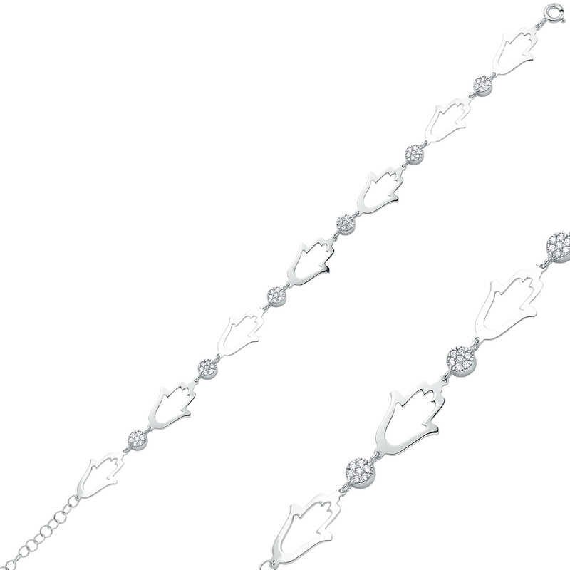 925 Ayar Gümüş Fatma Ana Eli Bileklik