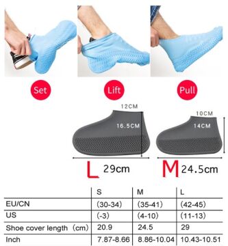 Silikon Ayakkabı Kılıfı Kaymaz Su Kir Geçirmez   M Beden Siyah