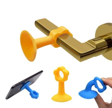 Vantuzlu Geçmeli Kapı Kolu Stoper 4lü Set Beyaz