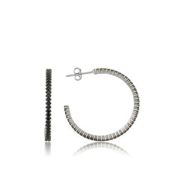 925 Ayar Gümüş Tamtur Siyah Taşlı Küpe