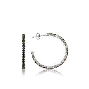 925 Ayar Gümüş Tamtur Siyah Taşlı Küpe