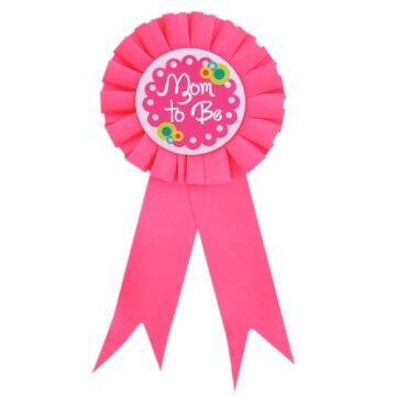 Parti Aksesuar Mom To Be Yazılı Rozet Pembe Renk