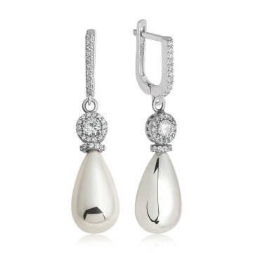 925 Ayar Gümüş Damla İnci Kadın Küpe