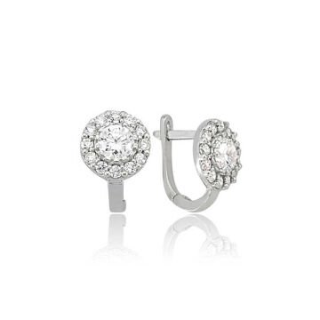 925 Ayar Gümüş Beyaz Yuvarlak Küpe