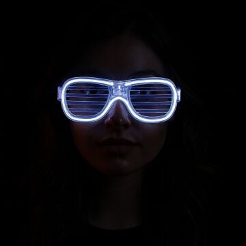 Beyaz Led Işıklı Parti Gözlüğü