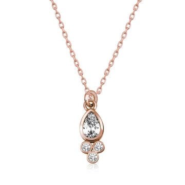 925 Ayar Gümüş Çiğ Damlası Tektaş Bayan Gümüş Kolye