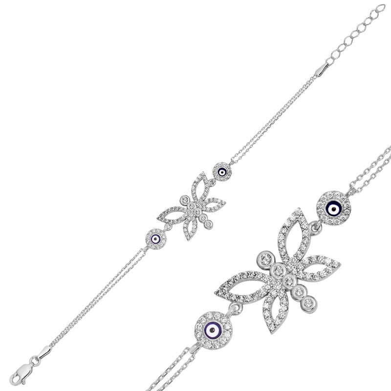 925 Ayar Gümüş Nazarlı Kelebek Bileklik