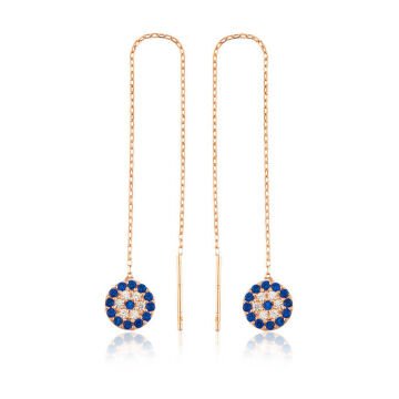 925 Ayar Gümüş Zincirli Nazar Küpe