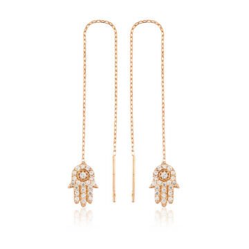 925 Ayar Gümüş Zincirli Fatma Ana Eli Küpe