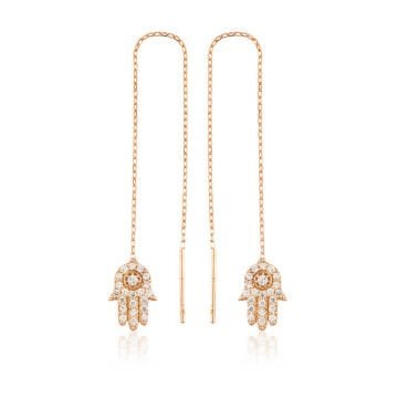 925 Ayar Gümüş Zincirli Fatma Ana Eli Küpe