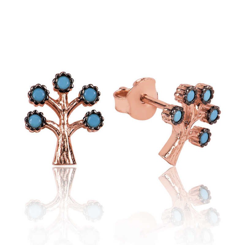 925 Ayar Gümüş Hayat Ağacı Çivili Küpe