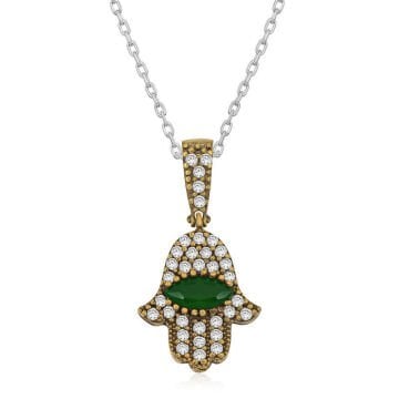 925 Ayar Gümüş Fatma Eli Otantik Bayan Gümüş Kolye